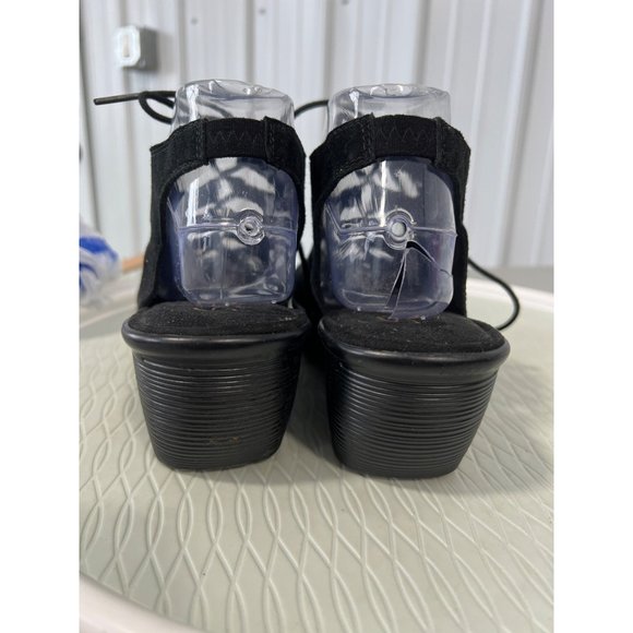 Skechers Parallel Lace-Up Sandal Womens 10 Peep Toe Black Suede Leather - Picture 4 of 10